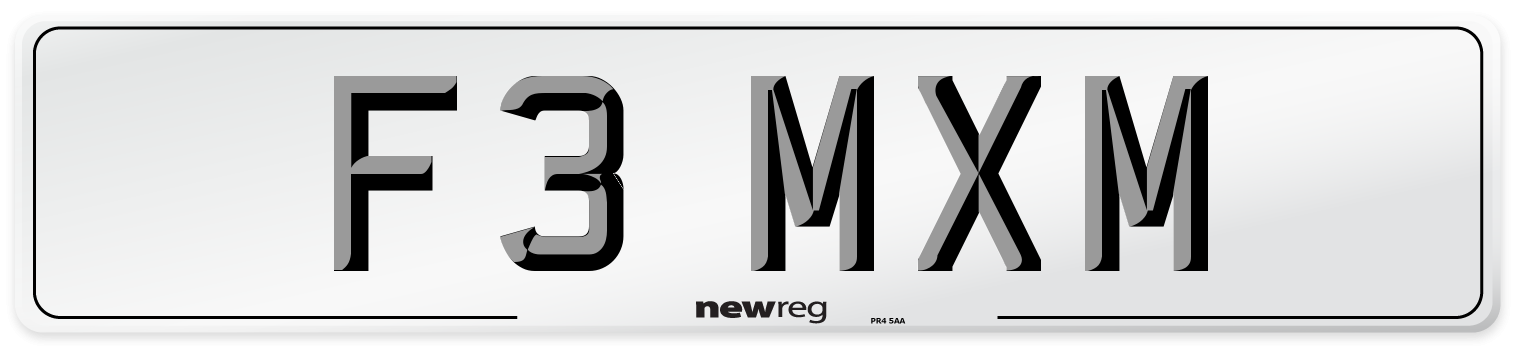 F3 MXM Number Plate from New Reg